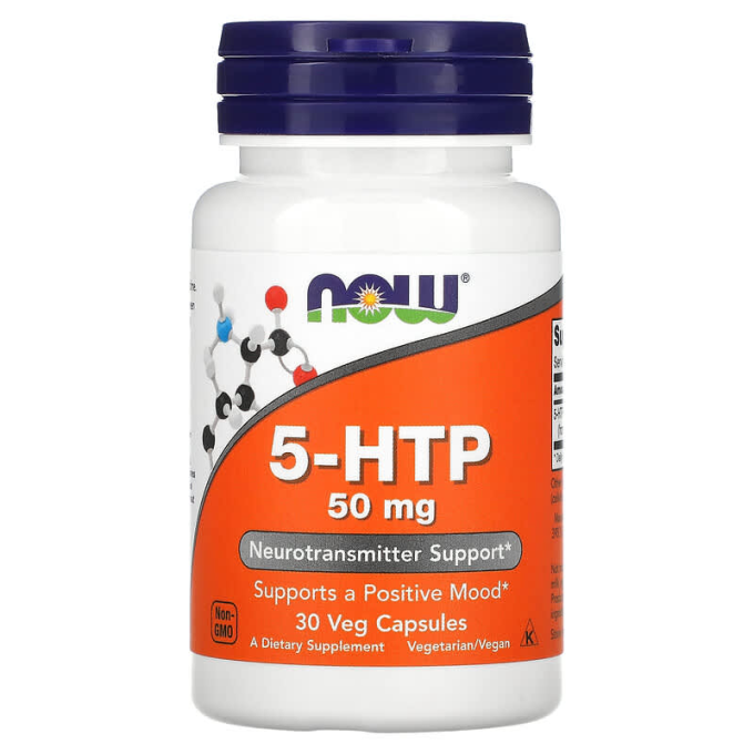 Бад седативный NOW 5-HTP, 5-Гидрокситриптофан 50 мг - 30 капсул NS12275