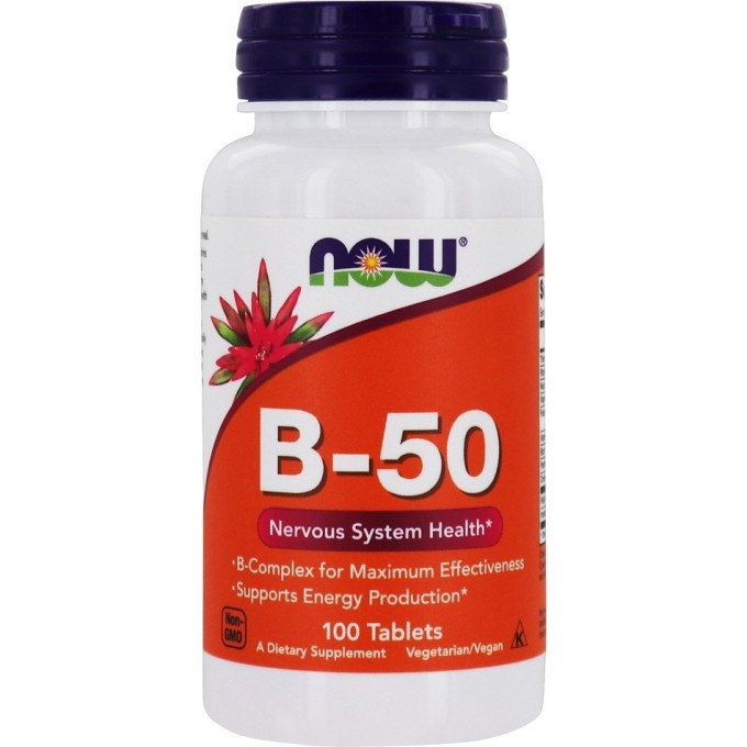 Комплекс витаминов группы B NOW FOODS B-50, 100 таблеток NS28689