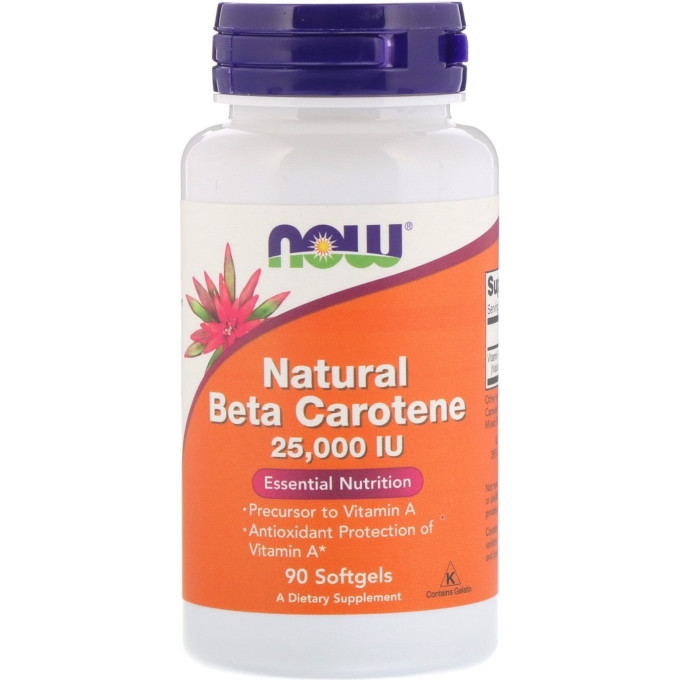 Витамин NOW FOODS NATURAL BETA CAROTENE, 25000МЕ, 90 капсул NS29604