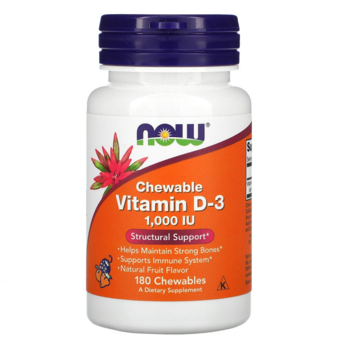 NOW FOODS VITAMIN D3 1000 IU CHEWABLE 180 жевательных таблеток NS8530